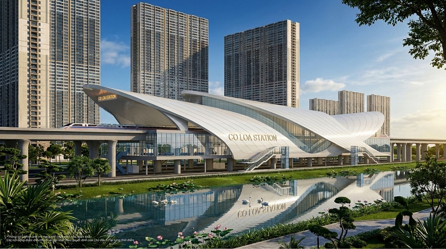 Hình ảnh phối cảnh ga đầu Cổ Loa tại khu đô thị Vinhomes Global Gate (Đông Anh, Hà Nội).