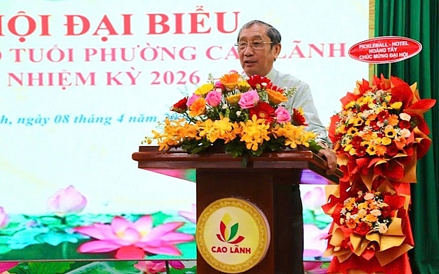 Ông Nguyễn Ngọc Minh, Chủ tịch Hội Người cao tuổi tỉnh Đồng Tháp phát biểu chỉ đạo tại Đại hội