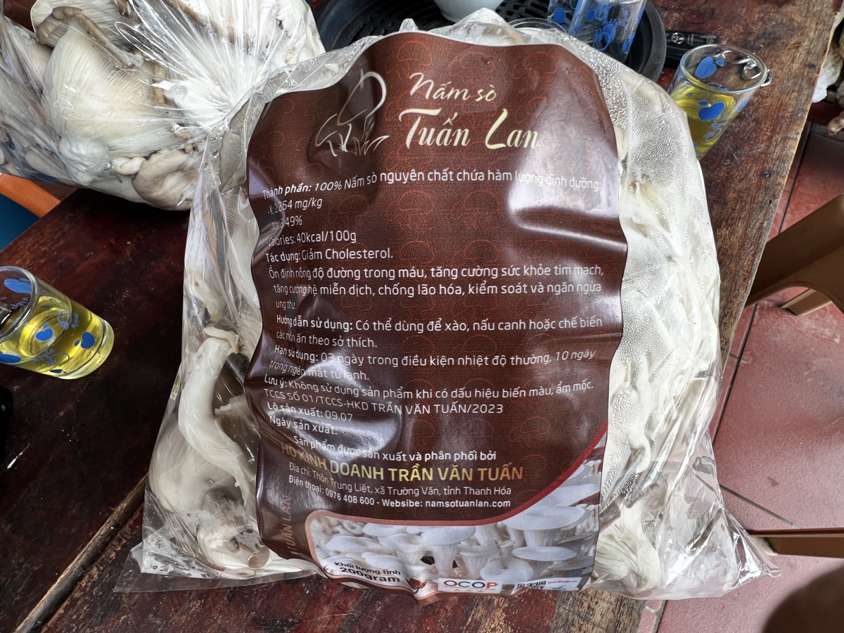 Sản phẩm nấm sò của anh Tuấn đạt chứng nhận OCOP 3 sao năm 2024