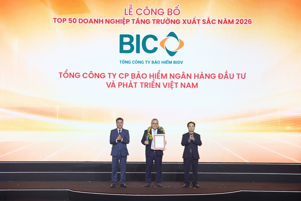 BIC lọt Top 50 doanh nghiệp tăng trưởng xuất sắc Việt Nam năm 2026