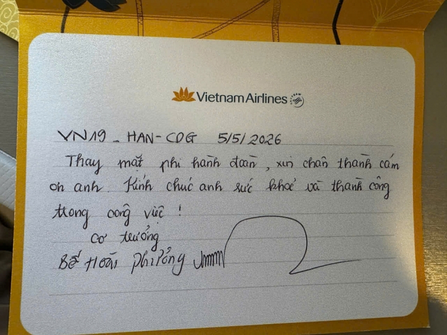 cơ trưởng chuyến bay VN19 đã gửi thư cảm ơn tới GS.TS.BS Mai Duy Tôn