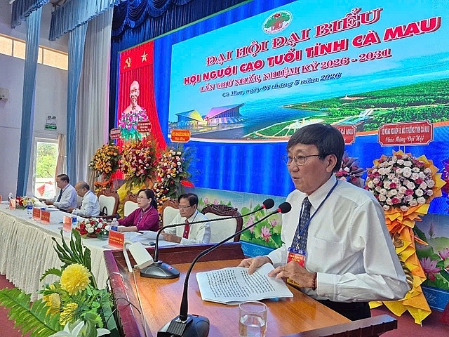 Ông Phạm Anh Tuấn, Chủ tịch Hội NCT tỉnh phát biểu khai mạc tại Đại hội.