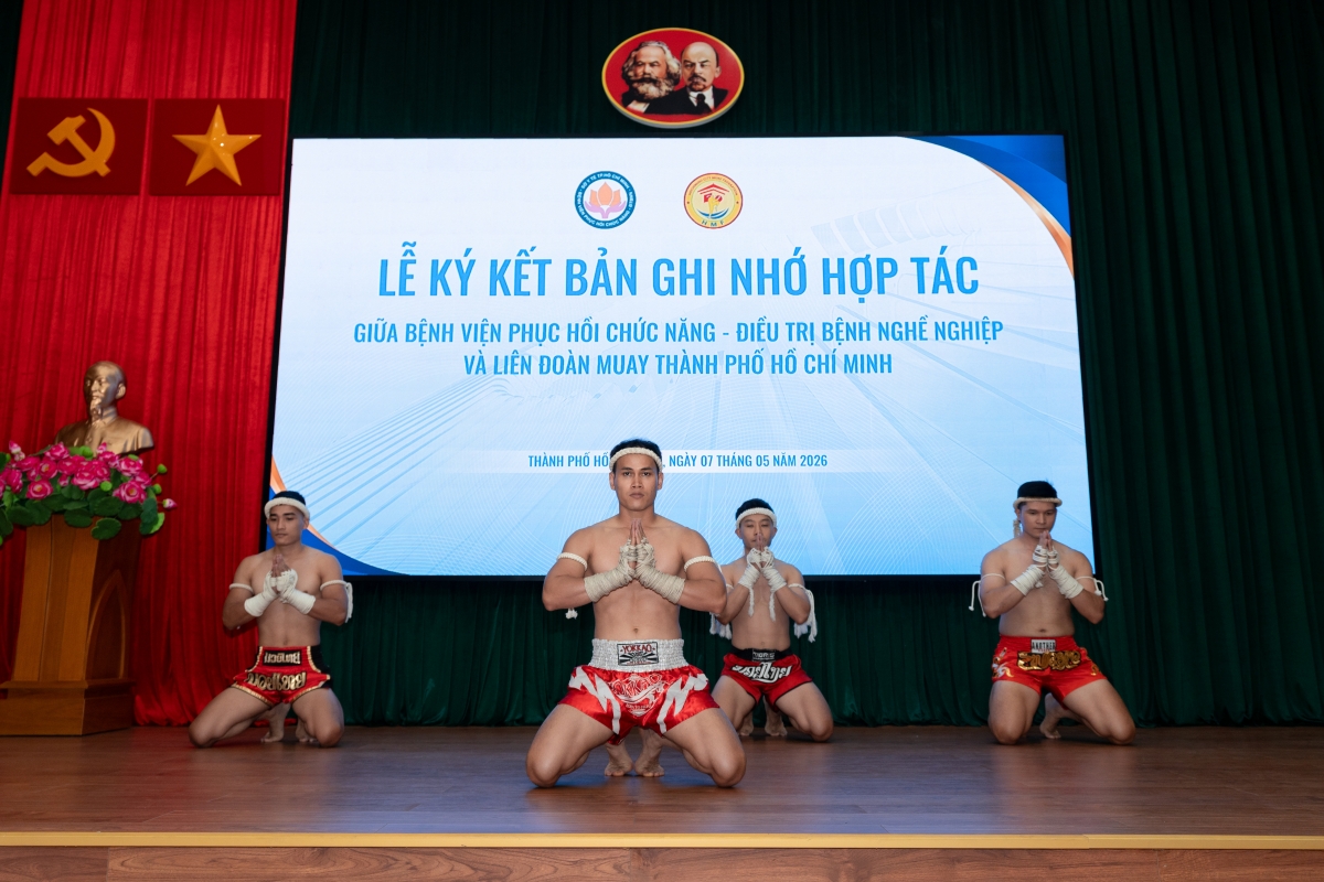 Tiết mục biểu diễn của Liên đoàn Muay TP.Hồ Chí Minh tại Lễ ký kết.