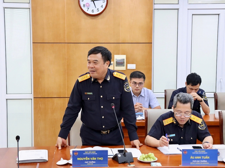 Cục trưởng Cục Hải quan Nguyễn Văn Thọ phát biểu tại buổi làm việc với Chi cục Hải quan khu vực III về Đề án thí điểm thông quan tập trung.