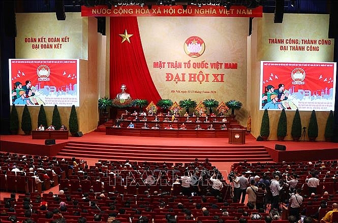 Phiên tham luận Đại hội đại biểu toàn quốc Mặt trận Tổ quốc Việt Nam lần thứ XI, nhiệm kỳ 2026-2031. Ảnh: Văn Điệp/TTXVN