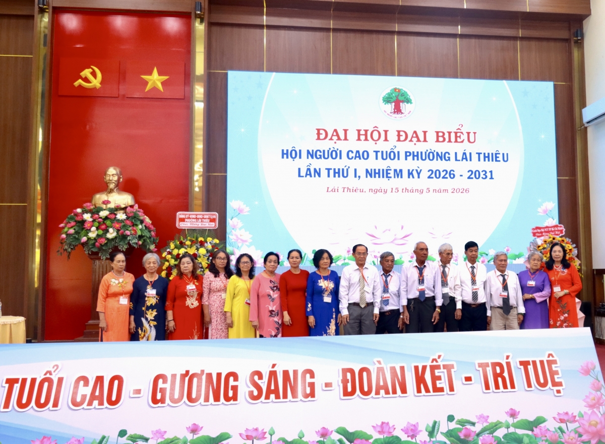 Ra mắt 17 thành viên Ban Chấp hành Hội Người cao tuổi phường Lái Thiêu nhiệm kỳ 2026 – 2031.