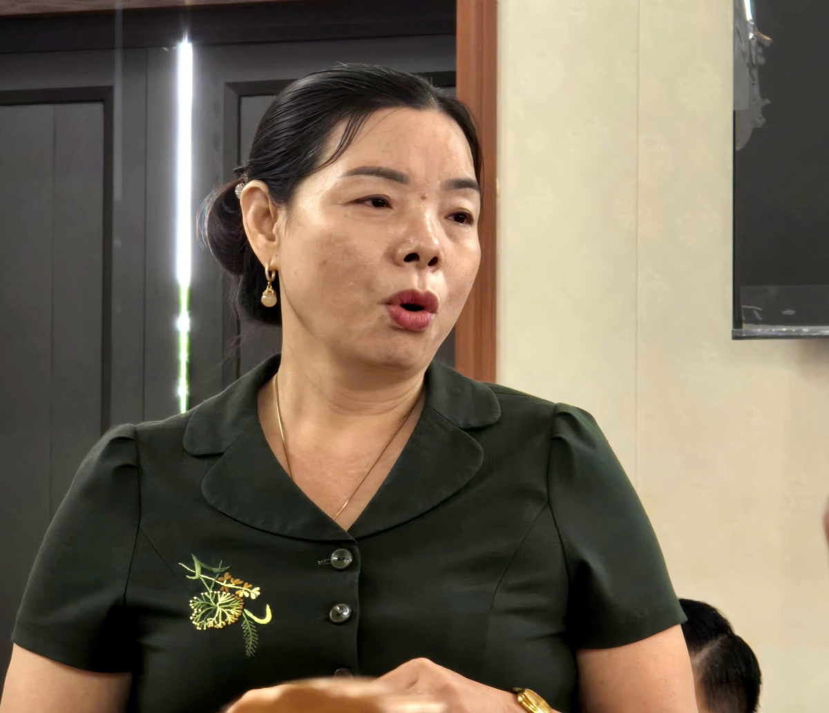 Bà Nguyễn Thị Hòa phát biểu