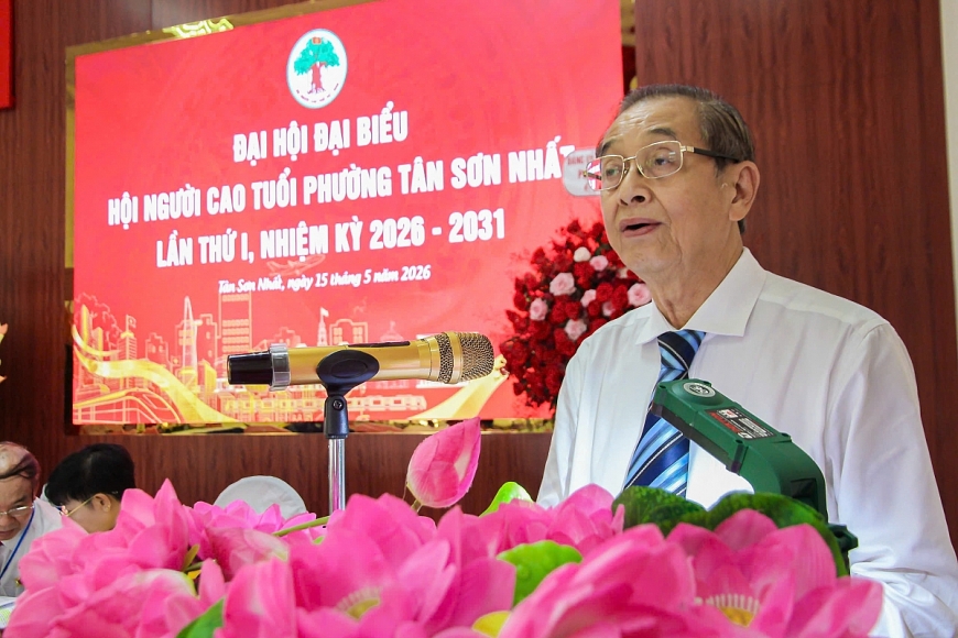 Ông Huỳnh Thành Lập - Phó Chủ tịch TƯ Hội NCT VN, Chủ tịch Hội NCT TP Hồ Chí Minh phát biểu chỉ đạo đại hội