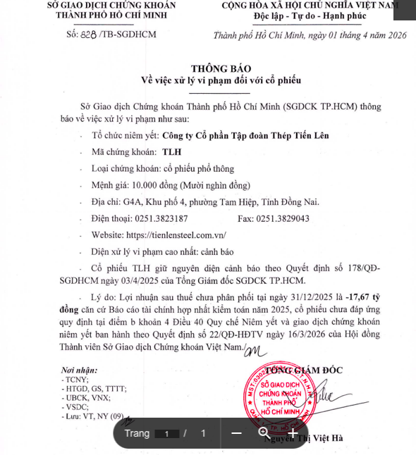 Thép Tiên Lên: Người thân Tổng Giám đốc vi phạm