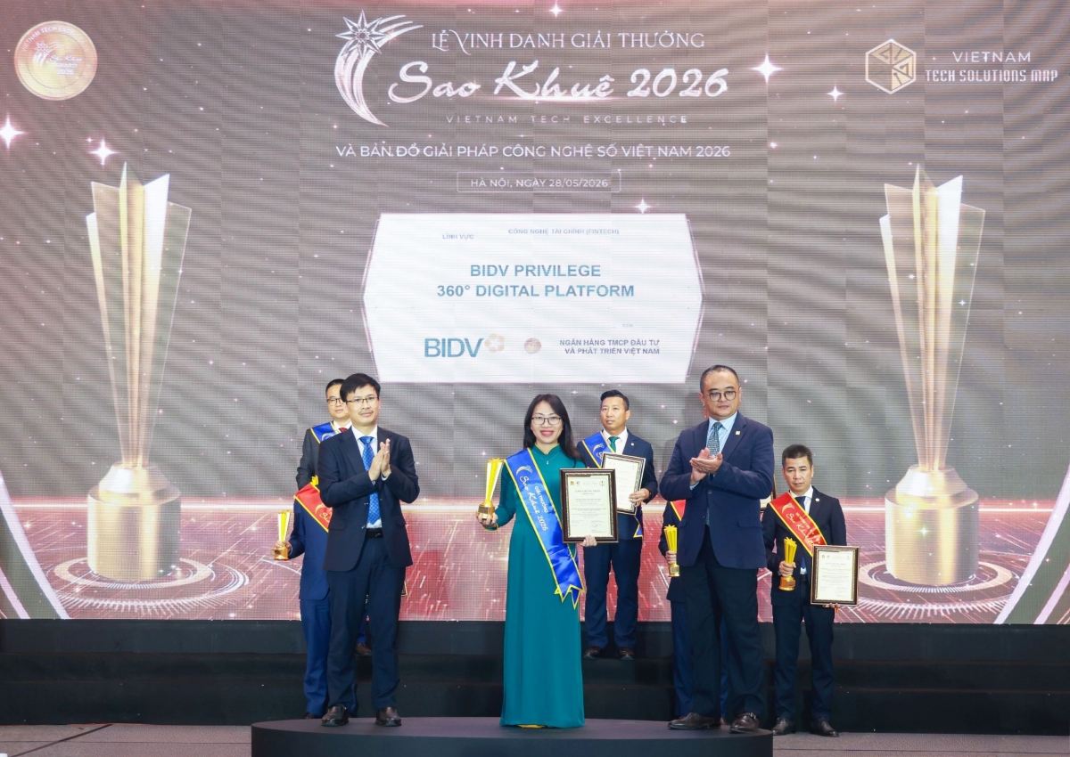 6 giải pháp ngân hàng sốc ủa BIDV đạt giải Sao Khuê 2026
