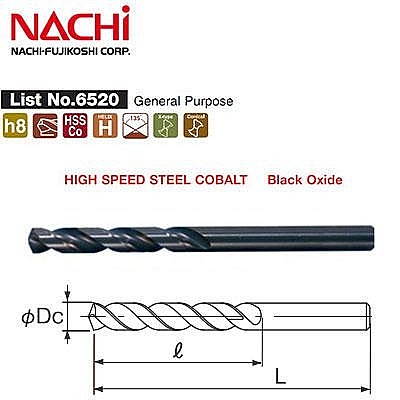 Mũi khoan inox Nachi L6520 HSS-Co cobalt chính hãng