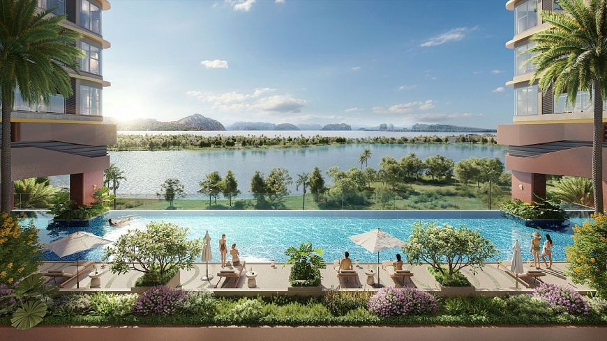Bể bơi vô cực với tầm nhìn panorama đắt giá của The Bayside (Nguồn: MIK Group)