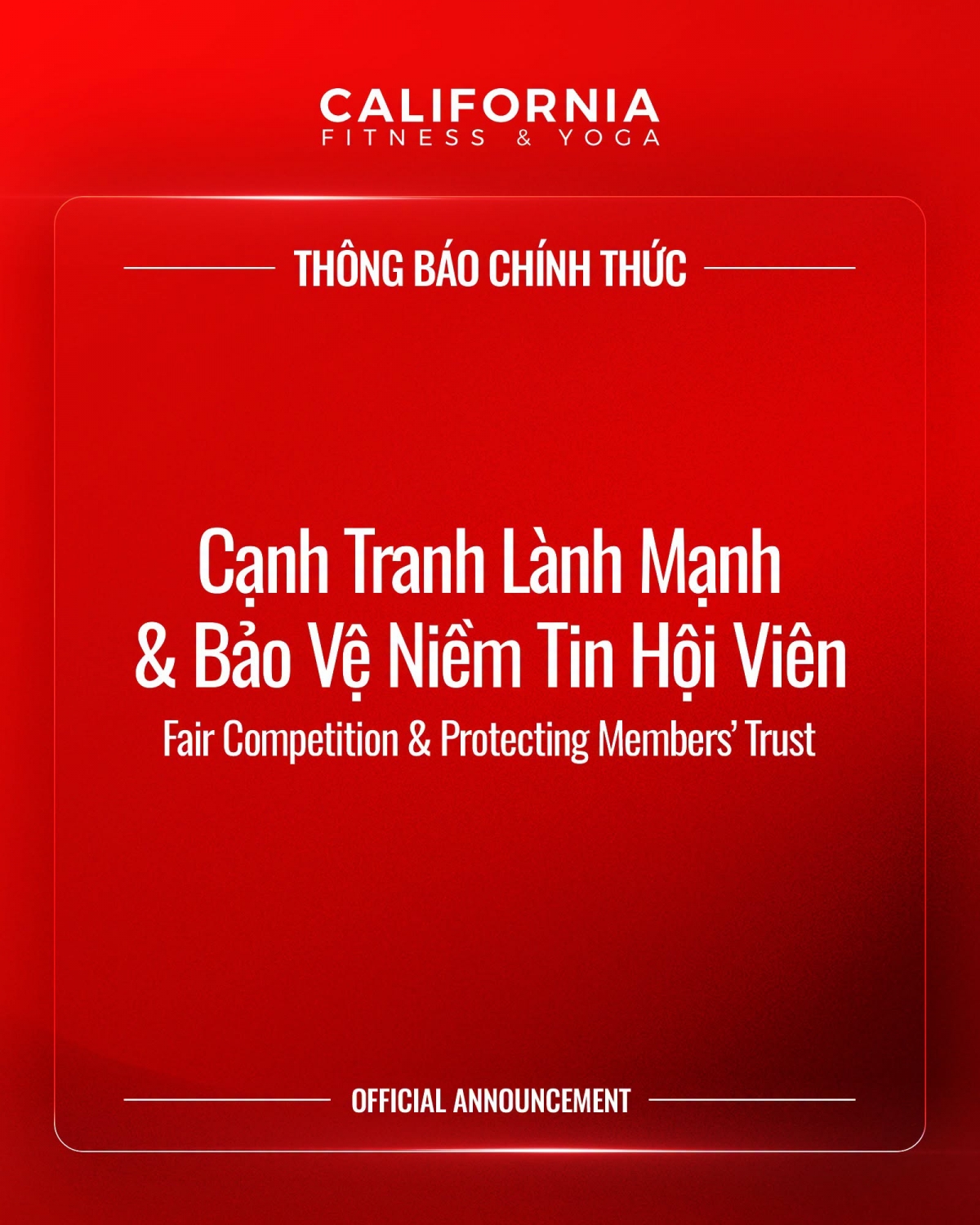 California Fitness & Yoga lên tiếng về thông tin liên quan đến KOI Fitness & Wellness