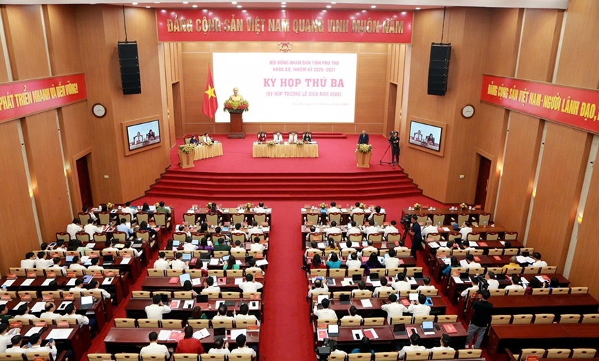 Quang cảnh kỳ họp thứ ba, HĐND tỉnh Phú Thọ khóa XX.