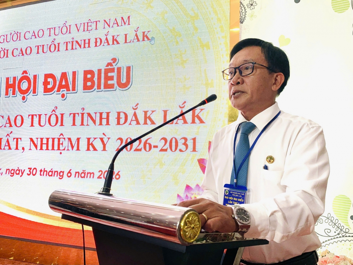ông Lê Bá Cảnh, Phó Chủ tịch Ủy ban MTTQ Việt Nam tỉnh Đắk Lắk phát biểu chỉ đạo tại Đại hội.
