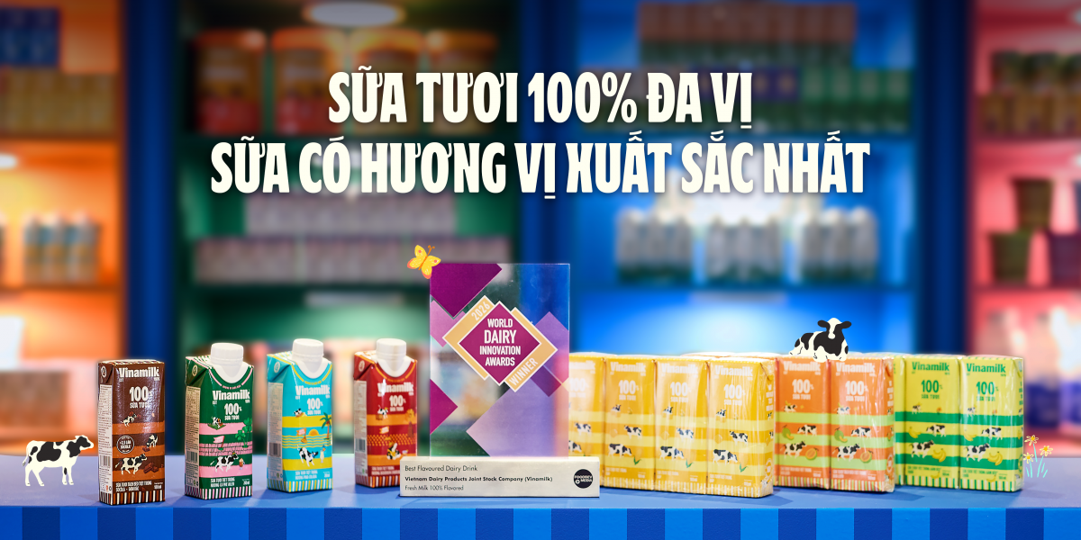 Sữa tươi Vinamilk 100% đa vị được vinh danh tại World Dairy Innovation Awards 2026 với hạng mục Sản phẩm sữa có hương vị xuất sắc nhất (Ảnh: VN)