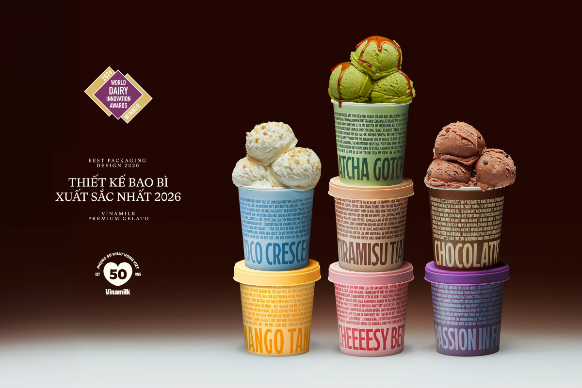 Quyết định táo bạo đi ngược lối mòn trong thiết kế của ngành hàng, đã giúp dòng kem Gelato của Vinamilk mang về giải Thiết kế bao bì xuất sắc nhất (Ảnh: VN)