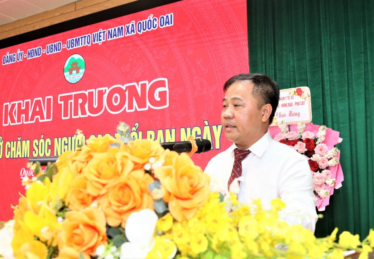Chủ tịch UBND xã Quốc Oai Nguyễn Trung Thành phát biểu