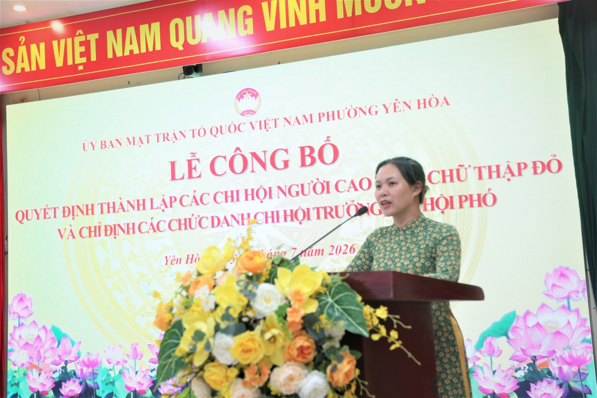 Công bố các quyết định sáp nhập Chi hội Người cao tuổi, Chi hội Chữ thập đỏ 41 tổ dân phố phường Yên Hòa Công bố các quyết định sáp nhập Chi hội Người cao tuổi, Chi hội Chữ thập đỏ 41 tổ dân phố phường Yên Hòa