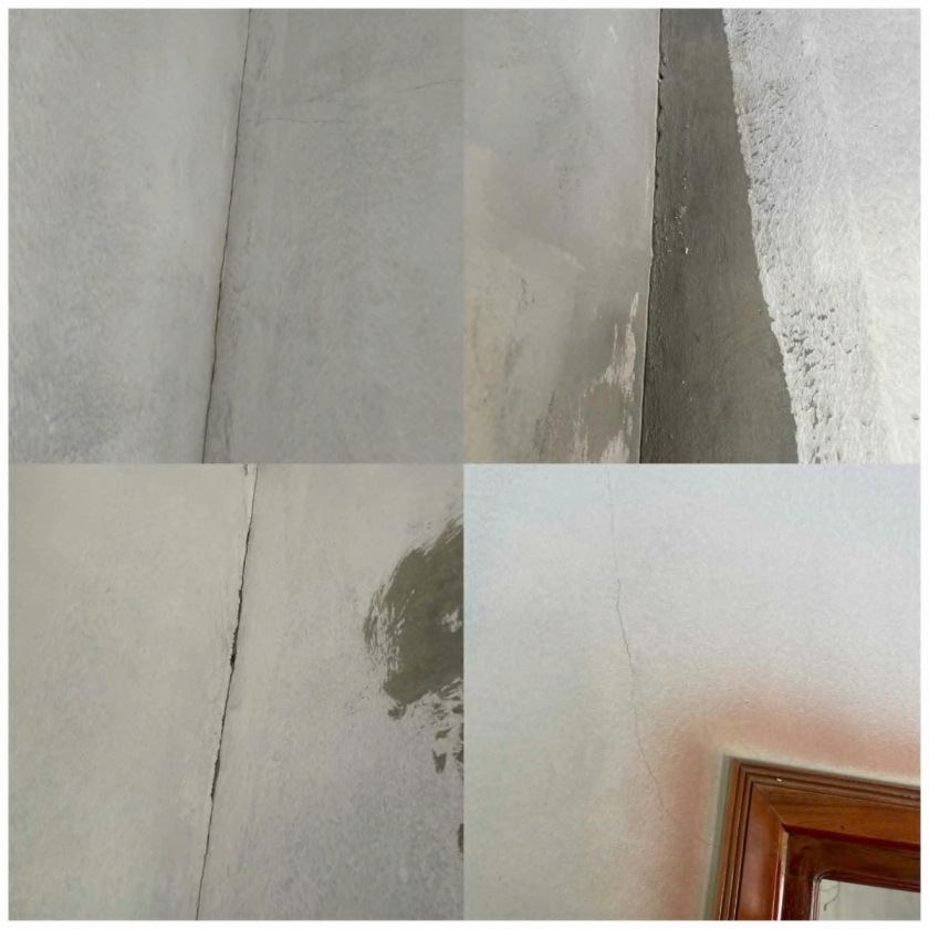 Các vết nứt tường nhà ông Lê Văn Khanh. Các vết nứt tường nhà ông Lê Văn Khanh.
