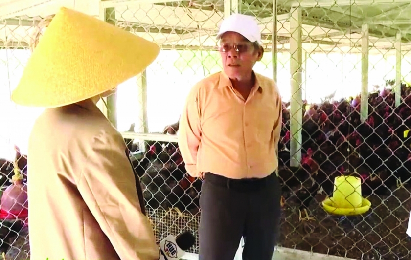 Ông Phan Lại Đức (bìa phải) tạo nên trang trại nông nghiệp hữu cơ trên vùng cát trắng Đan Điền, TP Huế.