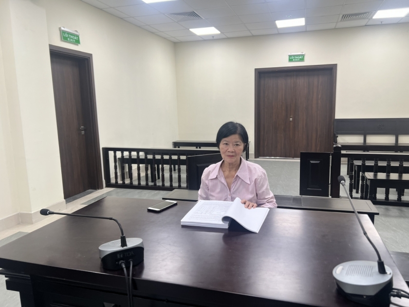 Bà Nguyễn Thị Chinh tại phiên tòa sơ thẩm TAND TP Hà Nội.