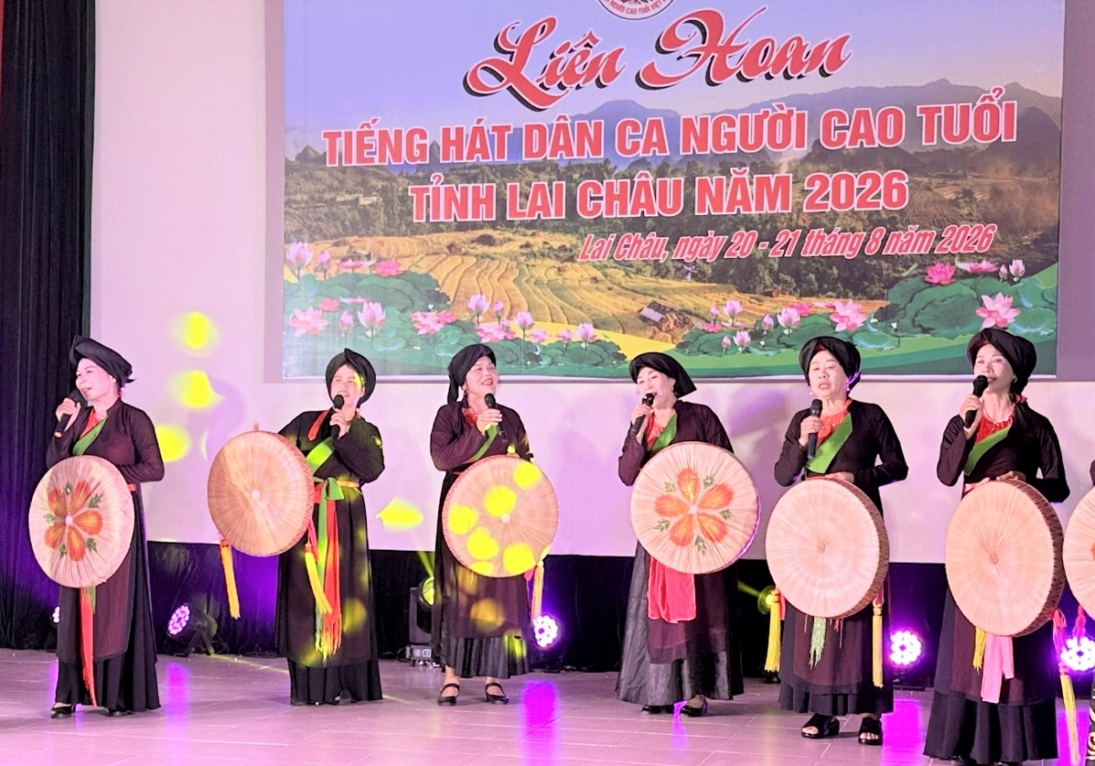 Một tiết mục tại Liên hoan tiếng hát dân ca người cao tuổi tỉnh Lai Chaau 2026