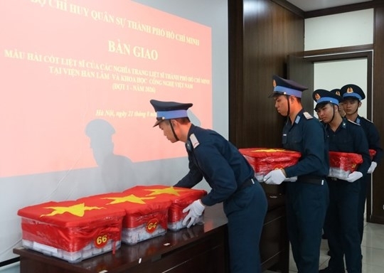 Viện Hàn lâm KH&CN Việt Nam tiếp nhận 7.104 mẫu sinh phẩm hài cốt liệt sĩ do Ban Chỉ đạo TP Hồ Chí Minh về tìm kiếm, quy tập và xác định danh tính hài cốt liệt sĩ chuyển ra Hà Nội, phục vụ giám định ADN, xác định danh tính liệt sĩ. Viện Hàn lâm KH&CN Việt Nam tiếp nhận 7.104 mẫu sinh phẩm hài cốt liệt sĩ do Ban Chỉ đạo TP Hồ Chí Minh về tìm kiếm, quy tập và xác định danh tính hài cốt liệt sĩ chuyển ra Hà Nội, phục vụ giám định ADN, xác định danh tính liệt sĩ.
