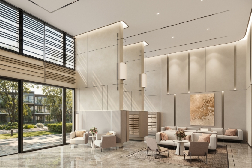 Phối cảnh sảnh lobby tòa tháp cao tầng tại Imperia Sensa Park