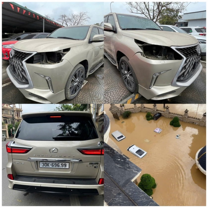 Chiếc xe ô tô mang BKS: 30K-696.99 bị thiệt hại do ngập nước nhận được đơn của ông Đoàn Xuân Quý