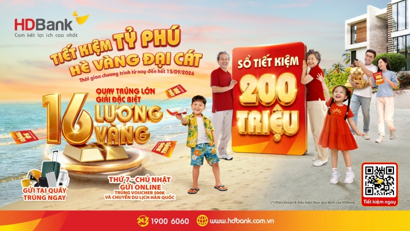 Đếm ngược đến 15/9: 26 lượng vàng SJC chờ chủ nhân gửi tiết kiệm tại HDBank