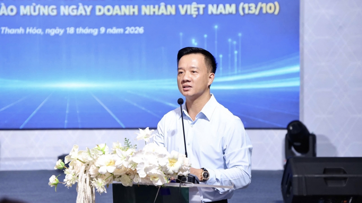 Ông Nguyễn Xuân Hưng, Chủ tịch Hiệp hội Doanh nghiệp tỉnh Thanh Hóa phát biểu tại buổi Họp báo