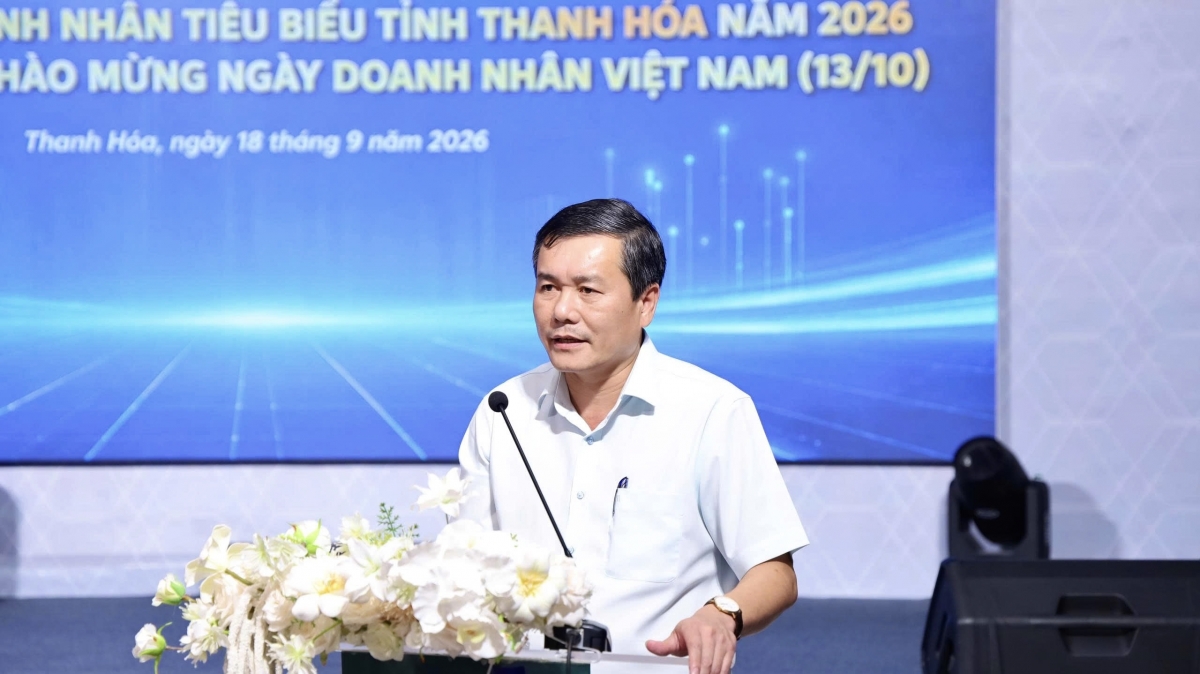 Ông Phạm Văn Tuấn, Phó trưởng Ban tuyên giáo Tỉnh ủy Thanh Hóa phát biểu tại buổi Họp báo