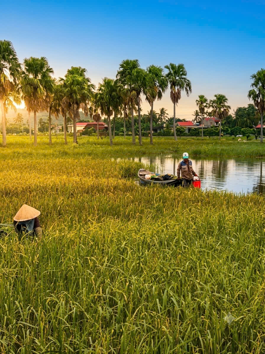 Bà con thôn Đa Tiền gặt lúa giúp hộ gia đình cao tuổi Bà con thôn Đa Tiền gặt lúa giúp hộ gia đình cao tuổi