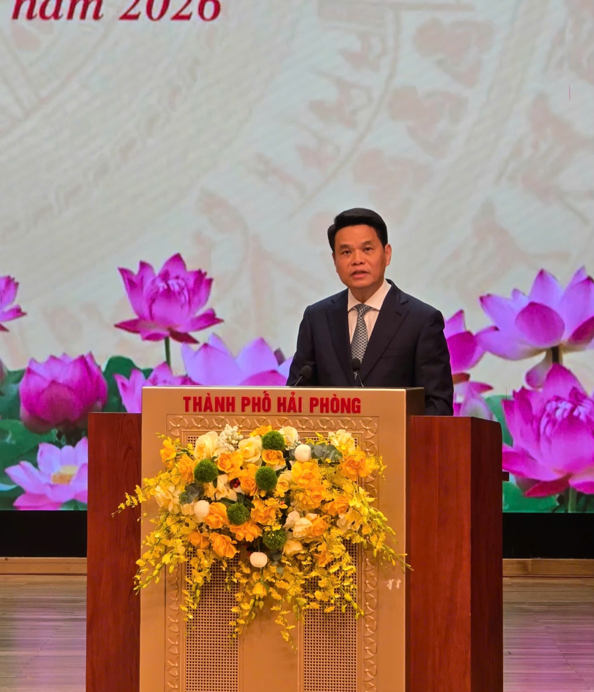 Bí thư Thành ủy Hải Phòng Lê Ngọc Châu phát biểu tại buổi Lễ. Bí thư Thành ủy Hải Phòng Lê Ngọc Châu phát biểu tại buổi Lễ.