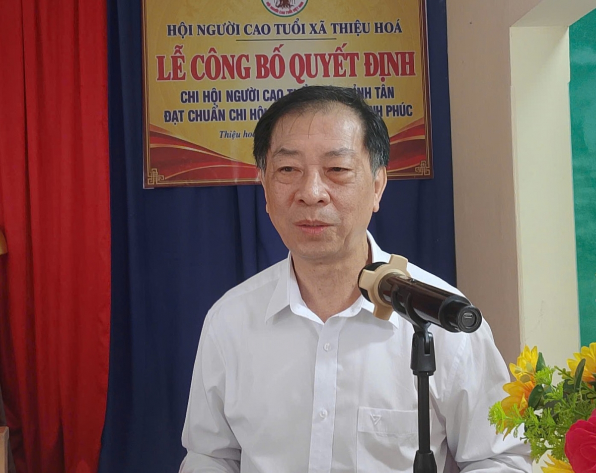 Ông Nguyễn Đức Thắng, Chủ tịch Hội NCT tỉnh Thanh Hóa phát biểu tại buổi lễ