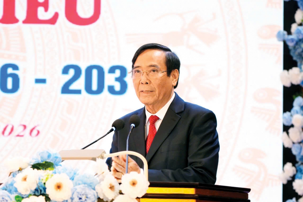Đồng chí Nguyễn Thanh Bình - Chủ tịch hội người cao tuổi Việt Nam phát biểu tại đại hội