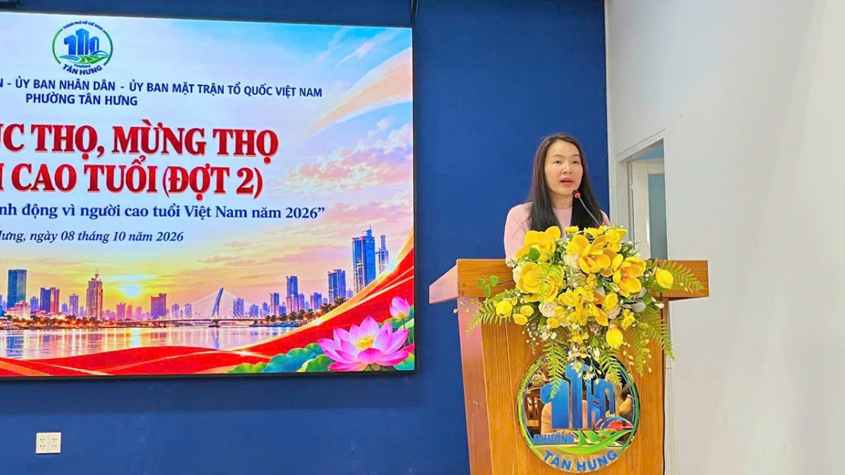 Bà Nguyễn Thị Kim Thanh, Phó Chủ tịch UBND phường Tân Hưng, TP Hồ Chí Minh phát biểu 