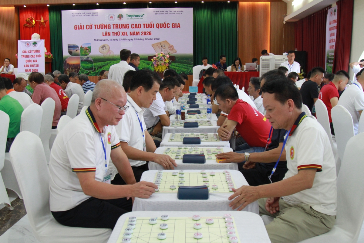 Gần 200 kỳ thủ tranh tài tại Giải Cờ tướng trung cao tuổi quốc gia năm 2026