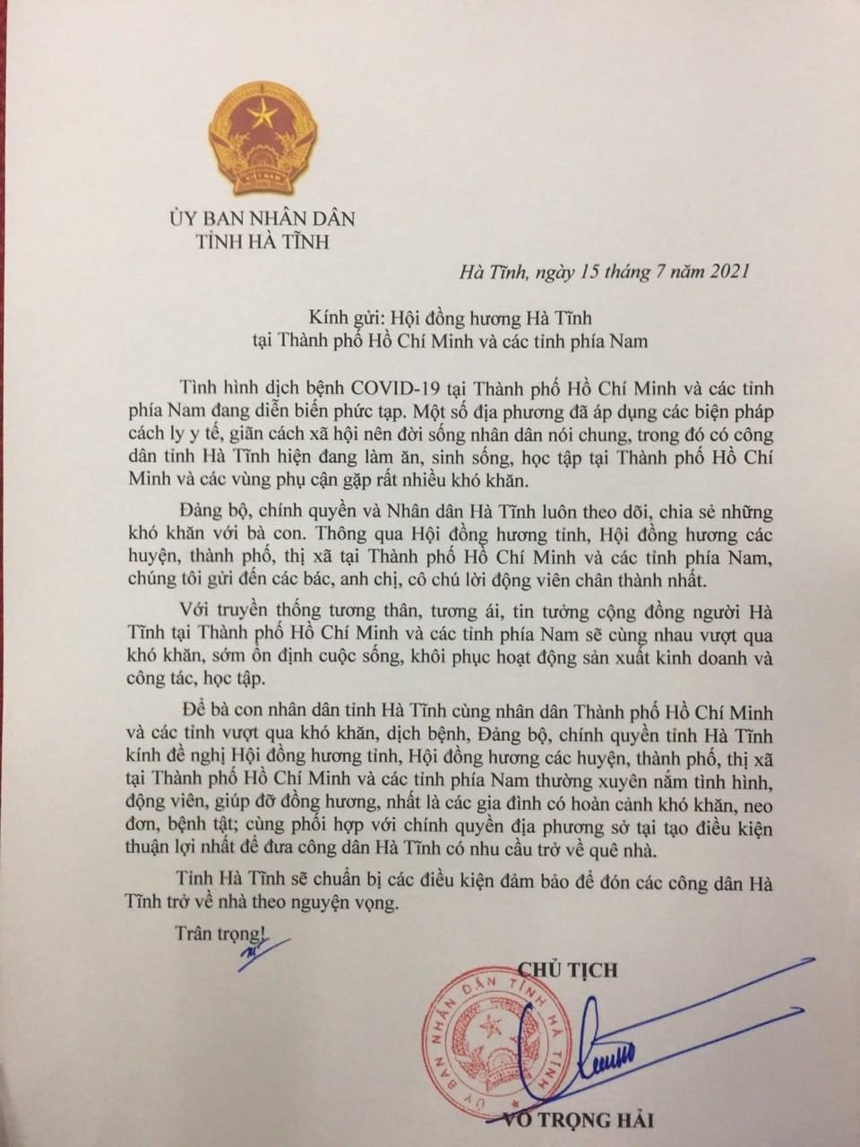 Hà Tĩnh : Chuẩn bị đón công dân tại TP Hồ Chí Minh và các tỉnh phía Nam trở về theo nguyện vọng