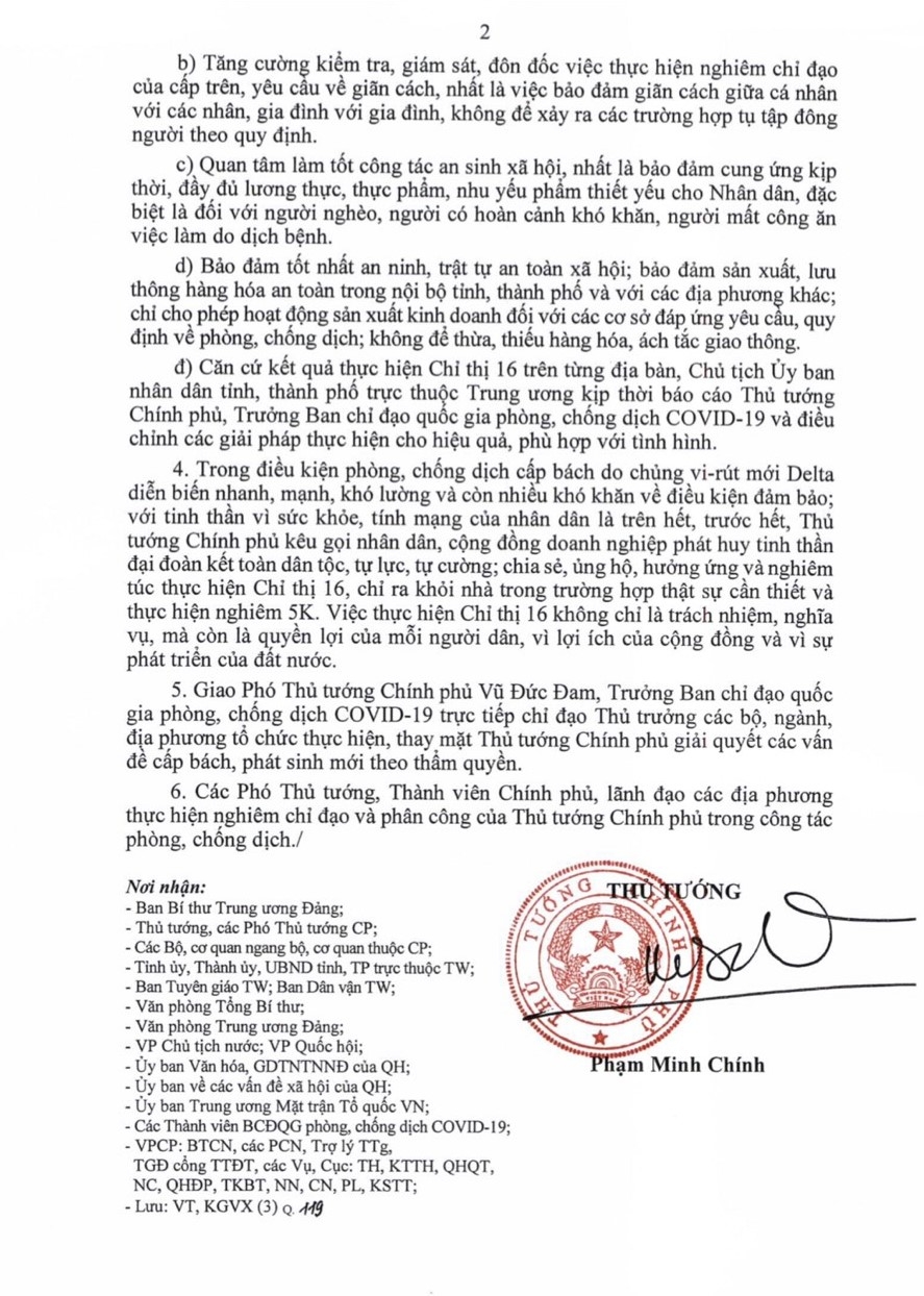 Thêm 16 tỉnh, thành hía Nam giãn cách xã hội theo Chỉ thị 16 Thêm 16 tỉnh, thành hía Nam giãn cách xã hội theo Chỉ thị 16