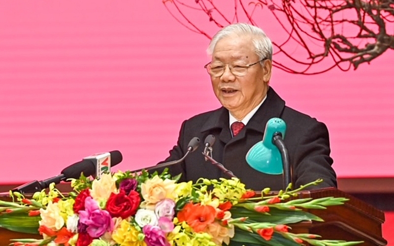 Tổng Bí thư Nguyễn Phú Trọng thăm, chúc Tết Đảng bộ, chính quyền và nhân dân Thủ đô