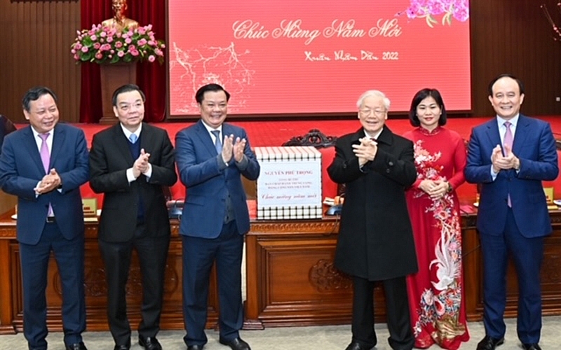 Tổng Bí thư Nguyễn Phú Trọng thăm, chúc Tết Đảng bộ, chính quyền và nhân dân Thủ đô