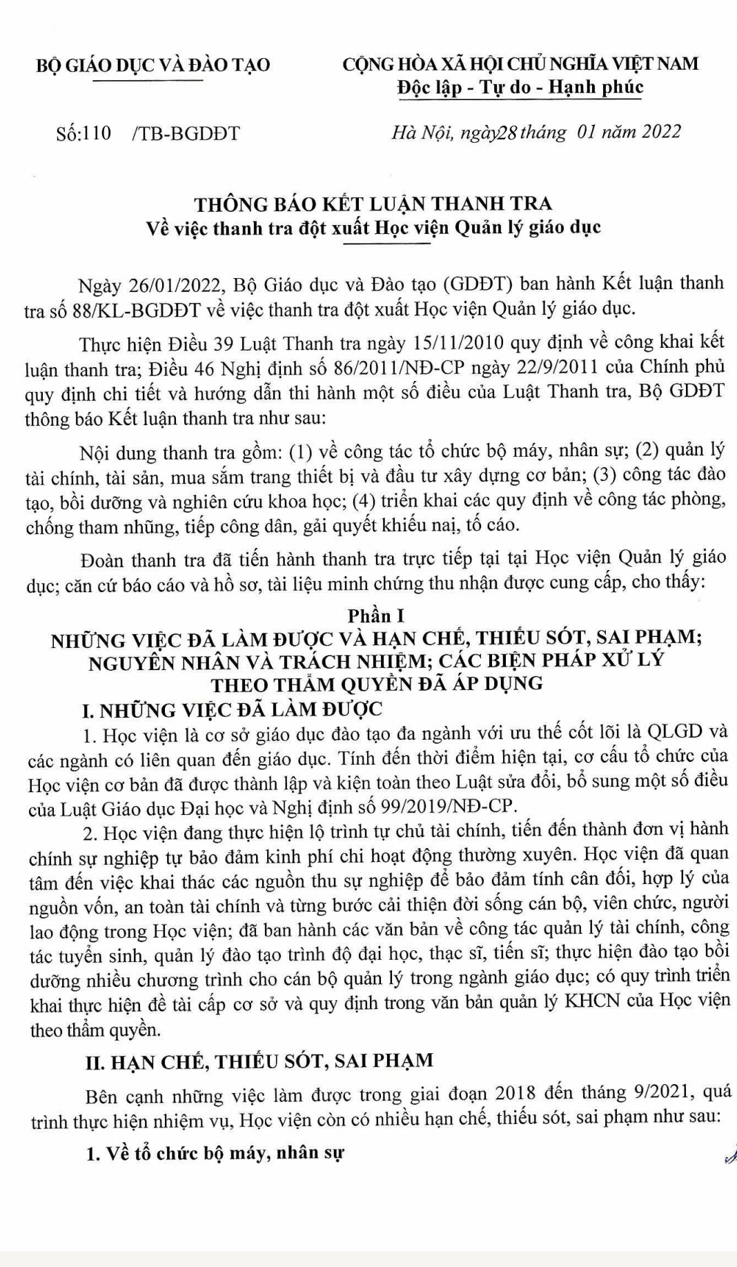 Loạt sai phạm tại Học viện Quản lý giáo dục