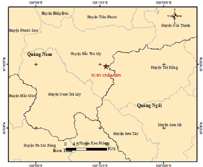 Một huyện miền núi ở Quảng Nam xảy ra liên tiếp 2 trận động đất trong vòng 20 phút