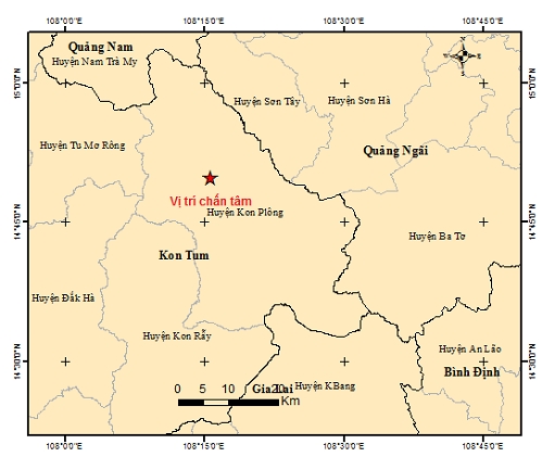 Chỉ trong 2 ngày, Kon Tum xảy ra 8 trận động đất liên tiếp