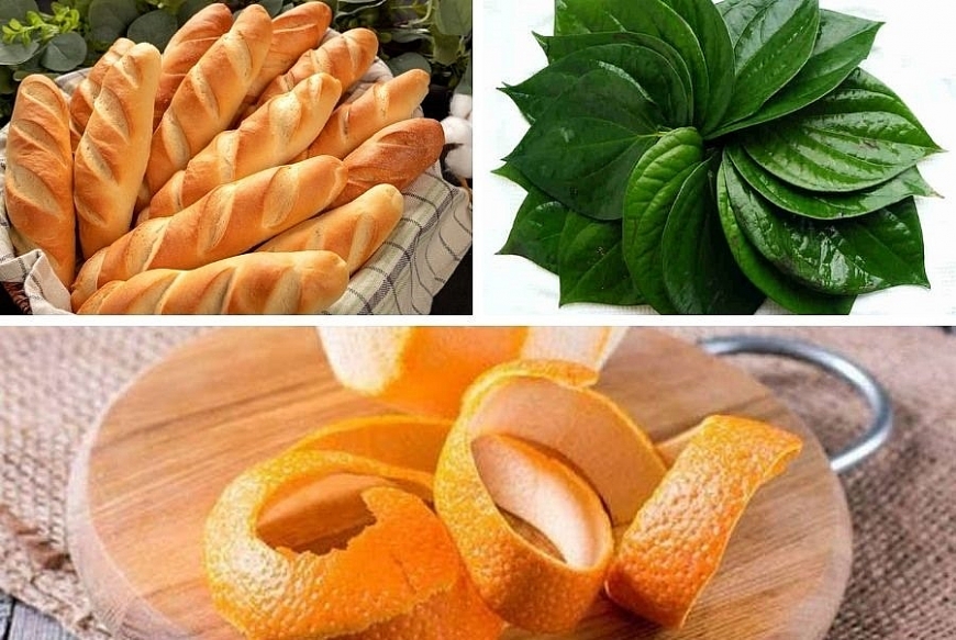 Lá trầu, vỏ quýt, bánh mì... được nhiều người sử dụng để chống say xe ôtô. Đồ họa: Minh Huy