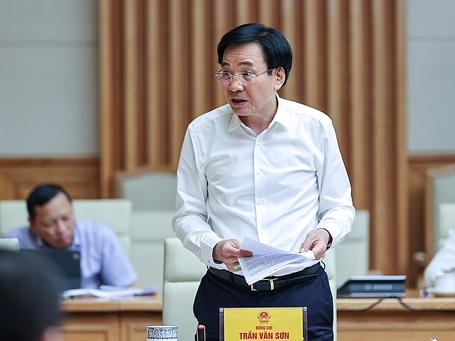 Bộ trưởng, Chủ nhiệm Văn phòng Chính phủ Trần Văn Sơn phát biểu tại phiên họp - Ảnh: VGP/Nhật Bắc
