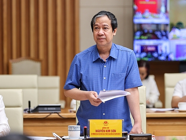 Bộ trưởng Bộ Giáo dục và Đào tạo Nguyễn Kim Sơn cho biết, Bộ đã phối hợp với Bộ Công an hoàn thành bước đầu về kết nối hệ thống cơ sở dữ liệu - ẢNh: VGP/Nhật Bắc
