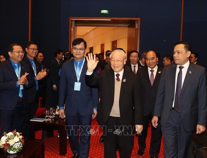 Tổng Bí thư Nguyễn Phú Trọng đến dự đại hội. 